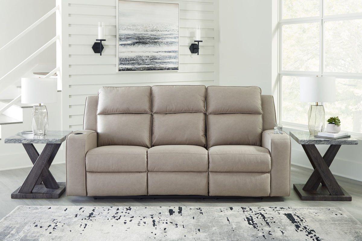 Lavenhorne - Reclining Sofa With Drop Down Table - Pebble