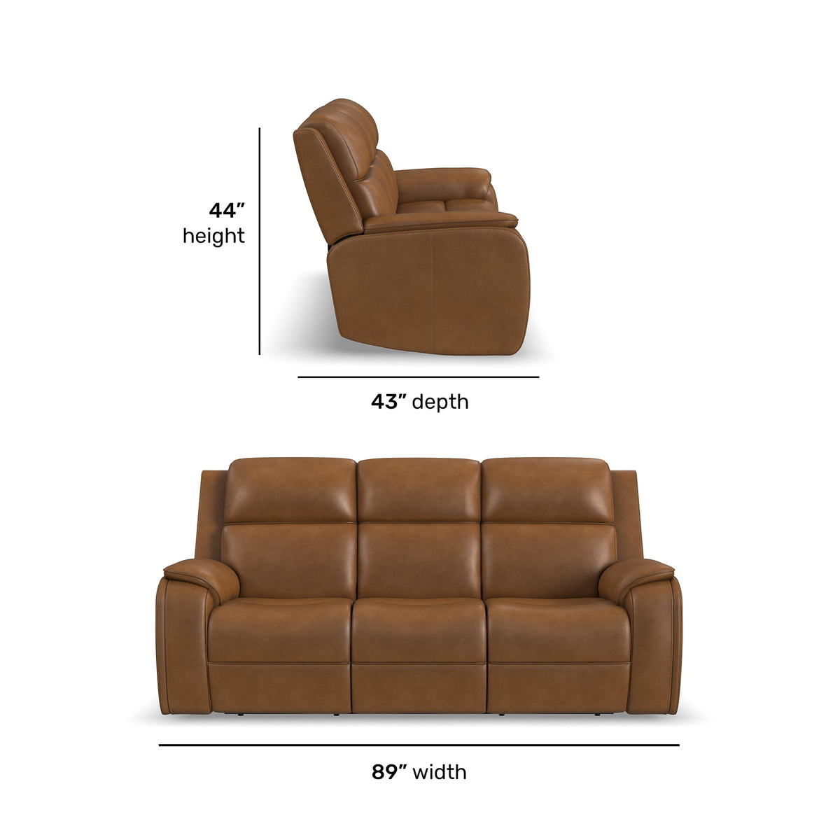 Flexsteel Ziggy Power Reclining Sofa with Power Headrest, Lumbar, Heat & Massage