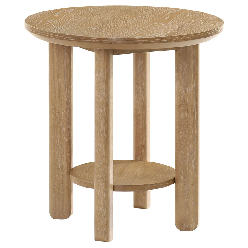 Ottowa 2-piece Round Wood Coffee Table Set Light Oak