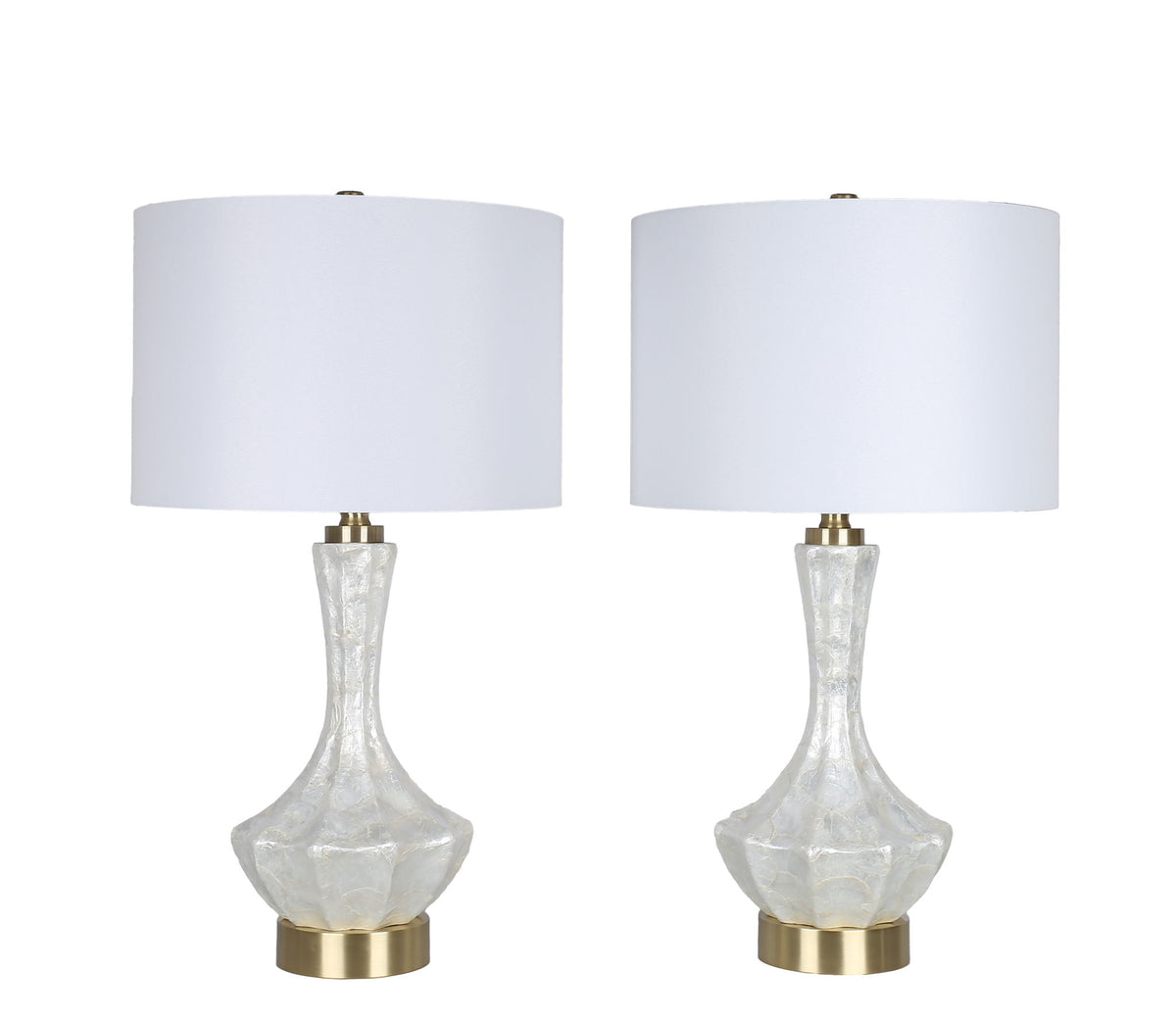 Crystal Shell Capiz Shell & Metal Table Lamp (Set of 2) - White Shell / Soft Gold