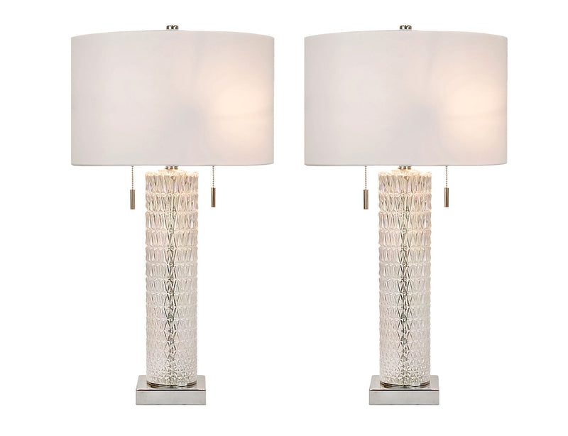 Radiant Glow Iridescent Glass & Metal Table Lamp (Set of 2) - Irradescent / Polished Nickel