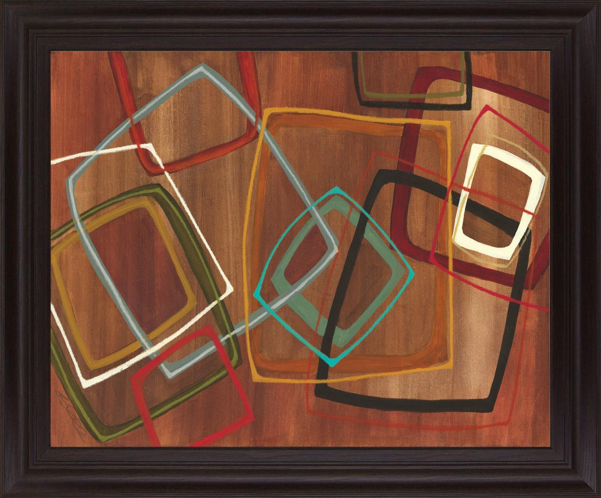 Retro Squares - 28" x 34" Framed Wall Art - Dark Brown