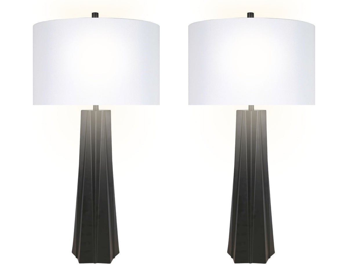 "Obsidian Glow" Metal Table Lamp (Set of 2) - Matte Black