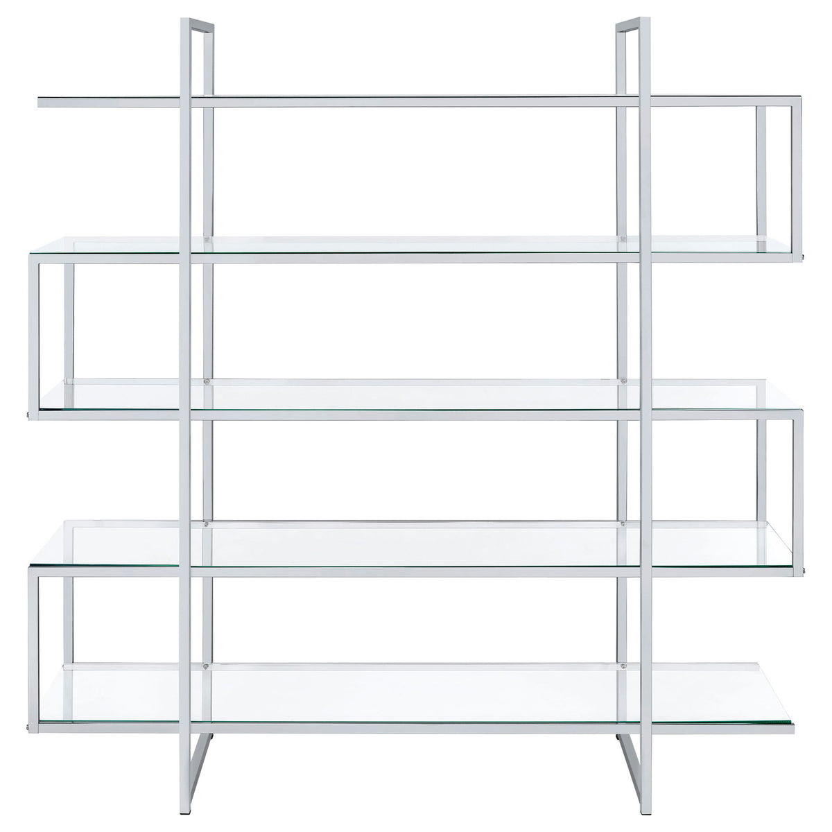 Elmer 63-inch 5-shelf Bookshelf Clear and Chrome