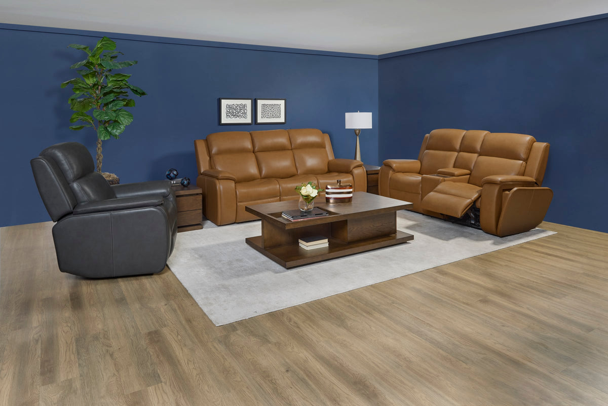 Flexsteel Ziggy Power Reclining Sofa with Power Headrest, Lumbar, Heat & Massage