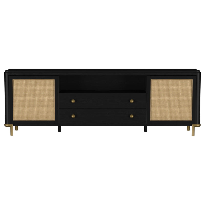 Arini Rattan Cane 2-door TV Stand Media Console Black