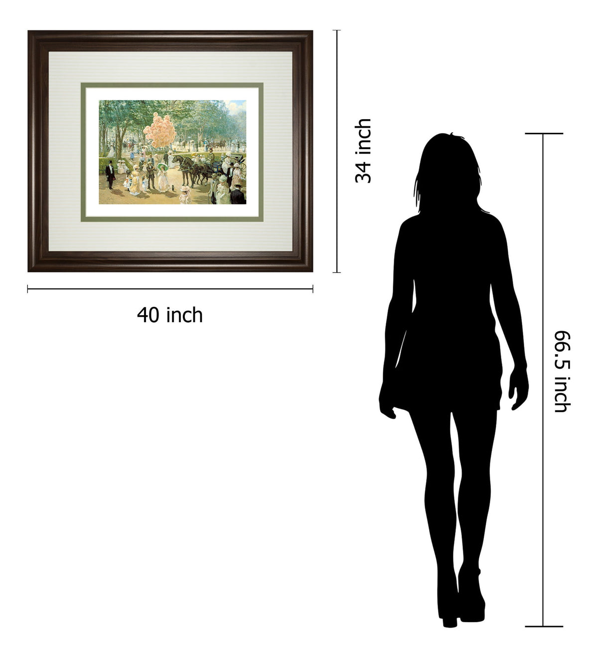 Balloon Seller By Alan Maley - Framed Print Wall Art - Green