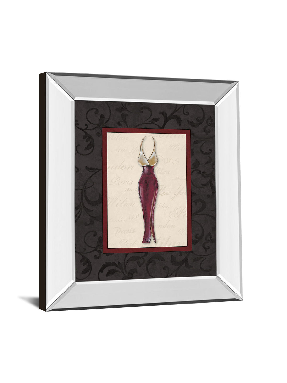 Fashion Dress Il By Susan Osbourne Mirror Framed Print Wall Art - Dark Gray