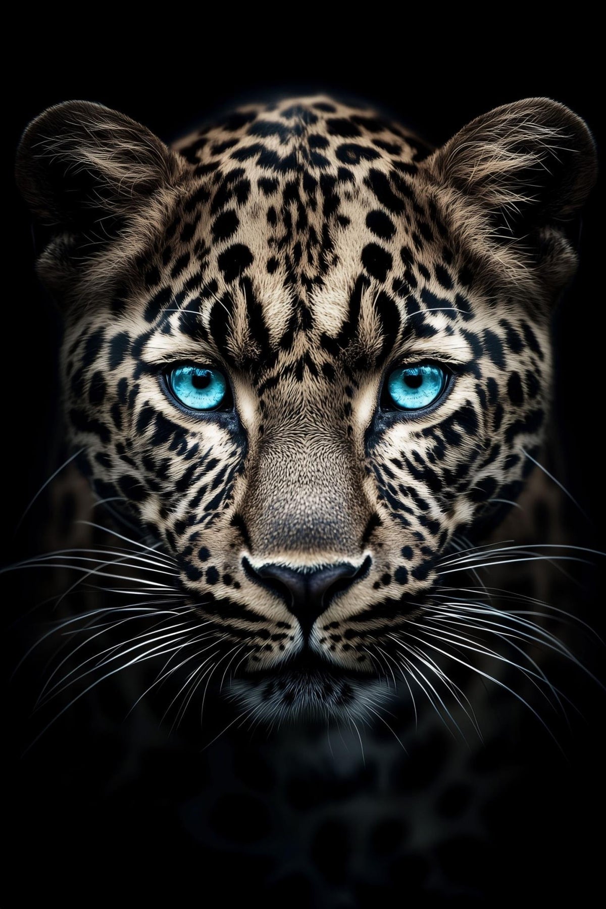 Azure Gaze Majesty - 40" x 60" Framed Wall Art - Black