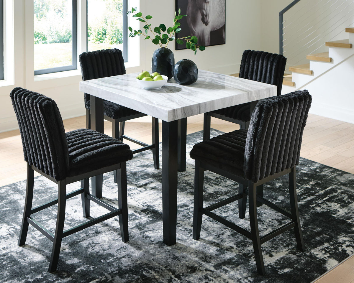 Mervannie - 5 Pc. - Counter Height Dining Table And 4 Barstools - Gray / Black