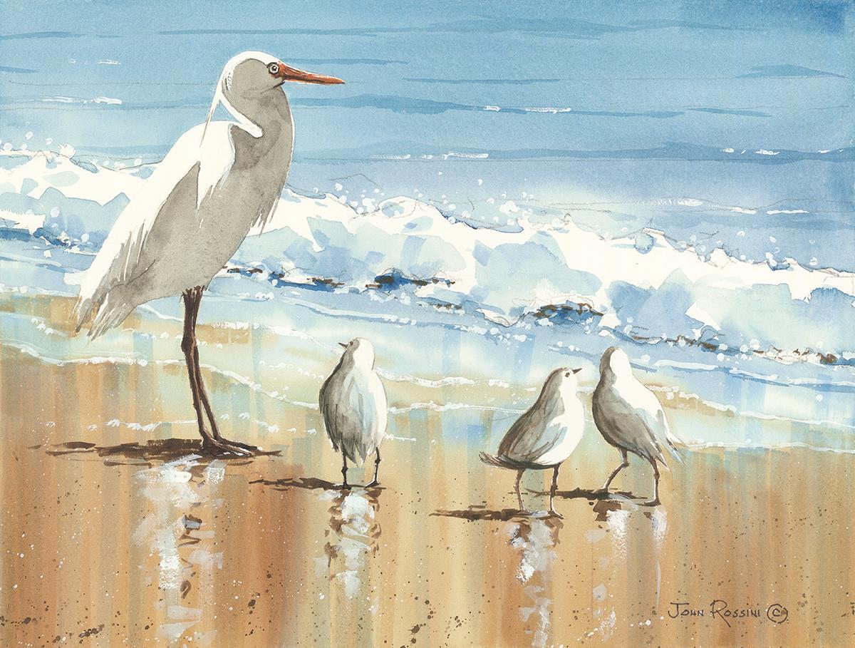 Framed Small - His Entourage By John Rossini - Light Blue