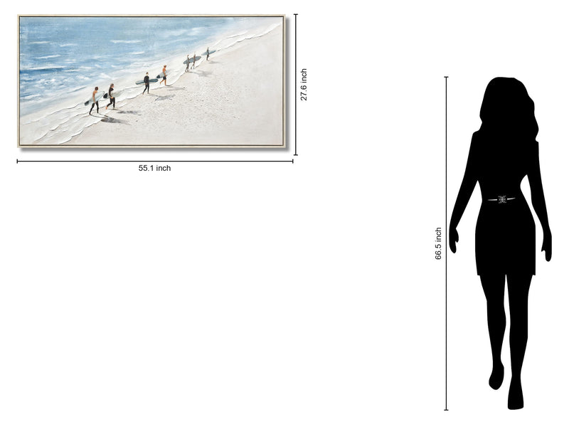 Surf Parade Serenity - 28" x 55" Framed Wall Art - Beige