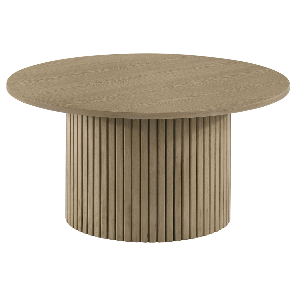 Hamlyn Round Fluted Occasional Cocktail Coffee Table Natural Oak