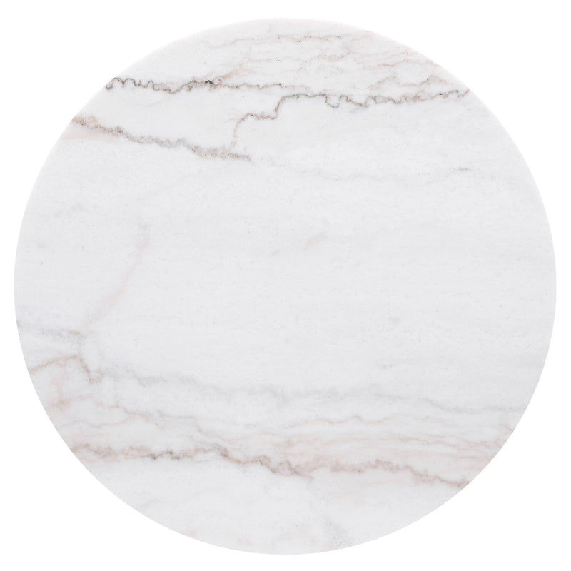 Jason Round White Marble Top Side End Table Charcoal