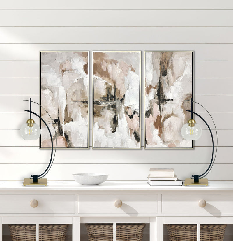 "Eclipse Aura" Metal Table Lamp With Glass Globe (Set of 2) - Matte Black / Gold / Clear Glass