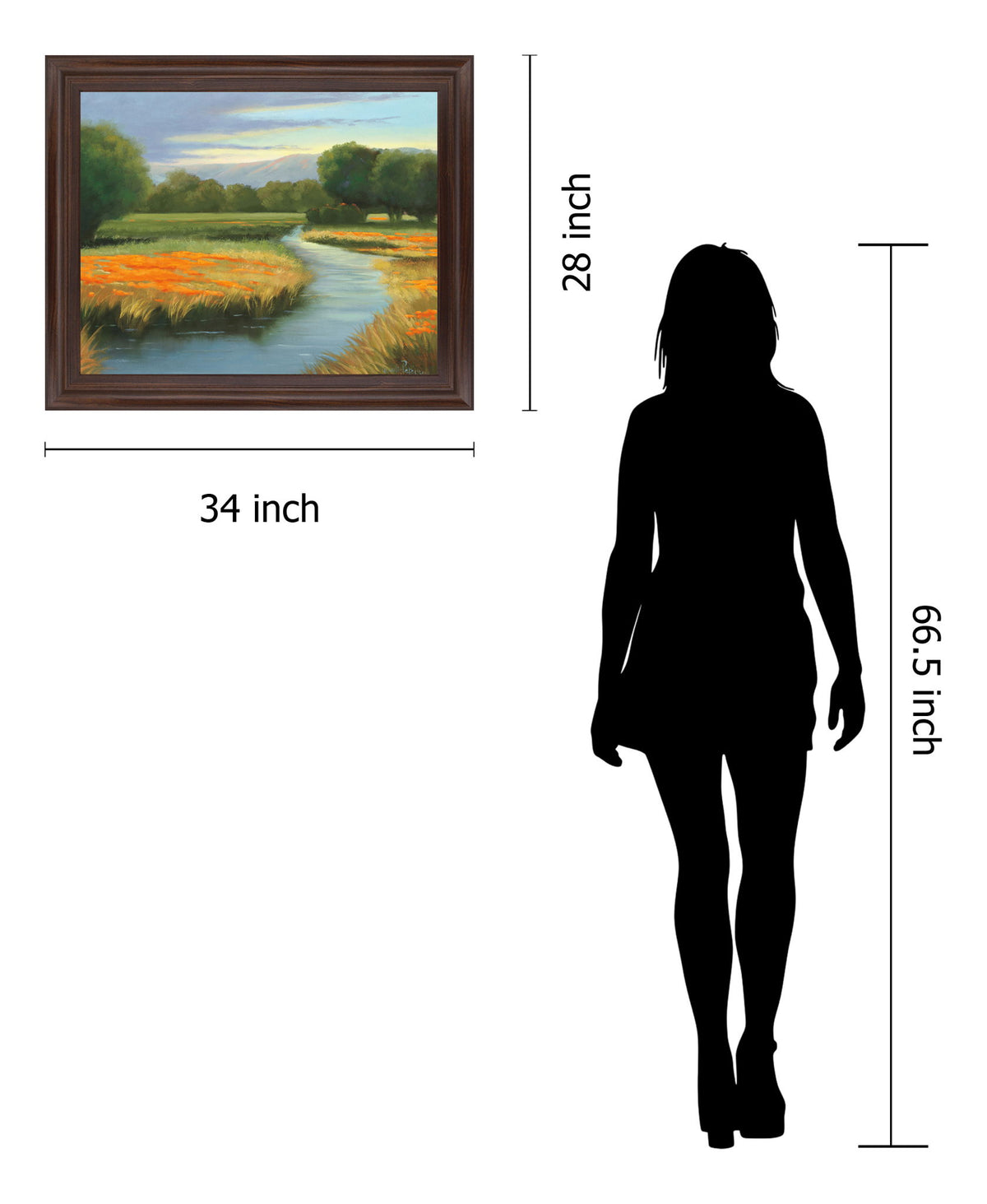 Golden Meadow Stream - 28" x 34" Framed Wall Art - Green
