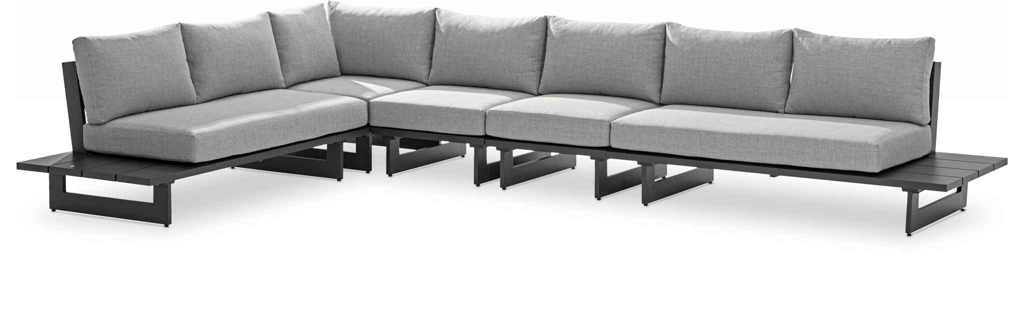 Maldives - 5 Piece Water Resistant Outdoor Patio Modular Sectional With Gray Base
