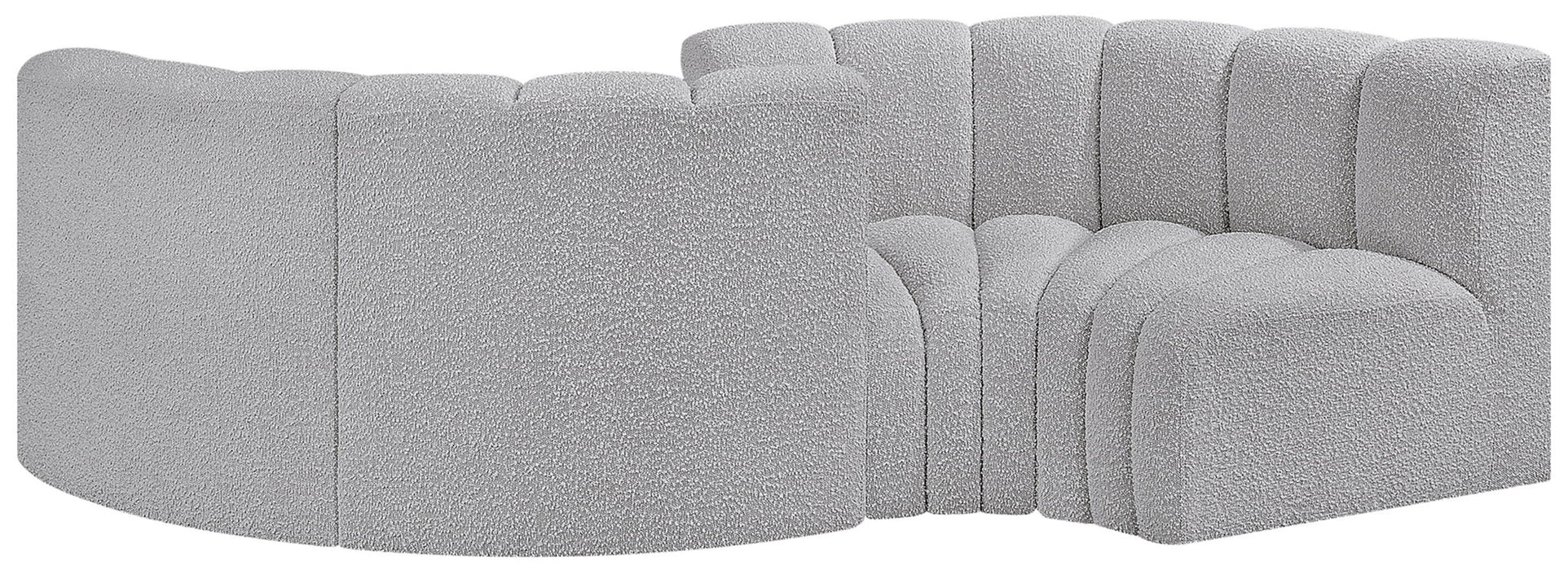 Arc - Boucle Fabric 4 Piece Curved Modular Sofa