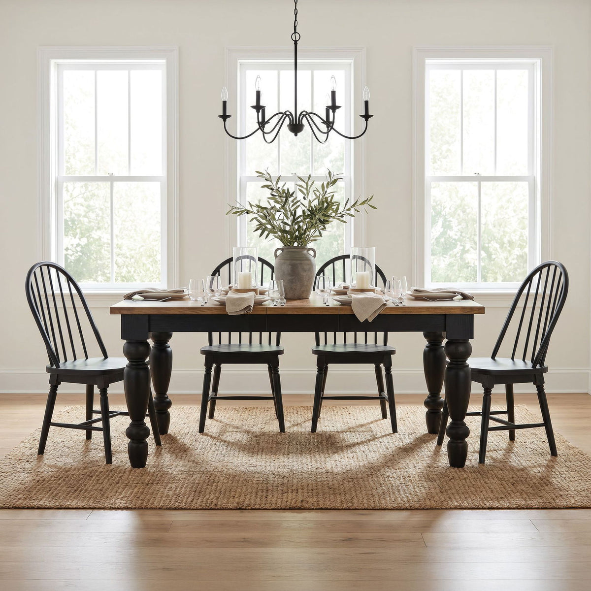 Heritage - Rectangular Dining Table With 18" Leaf - Oak Brown And Black