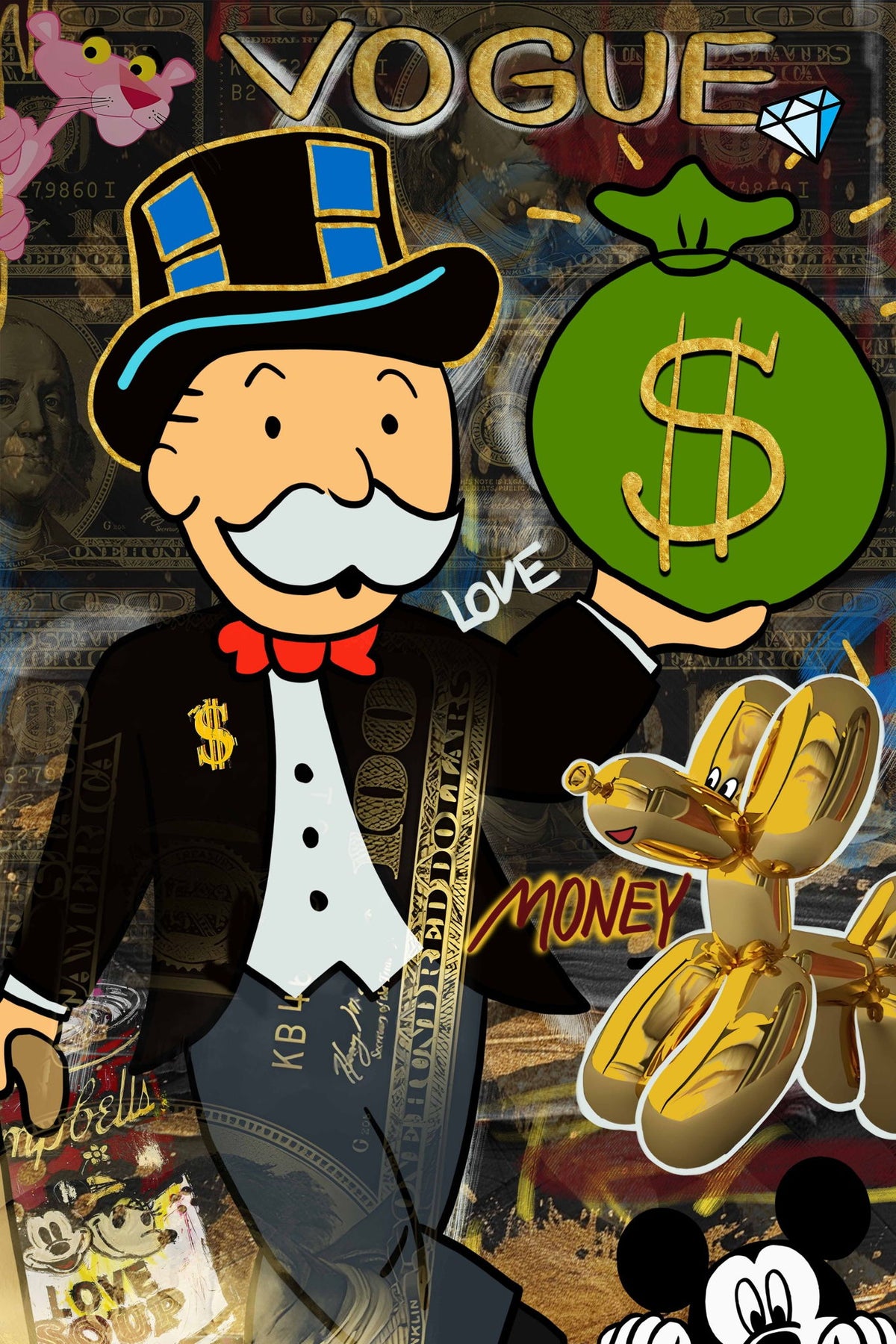 Cartoon Tycoon Mashup - 32" x 48" Framed Wall Art - Black