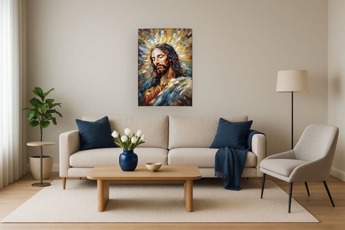 Radiant Serenity Portrait - 40" x 28" Framed Wall Art - Gold