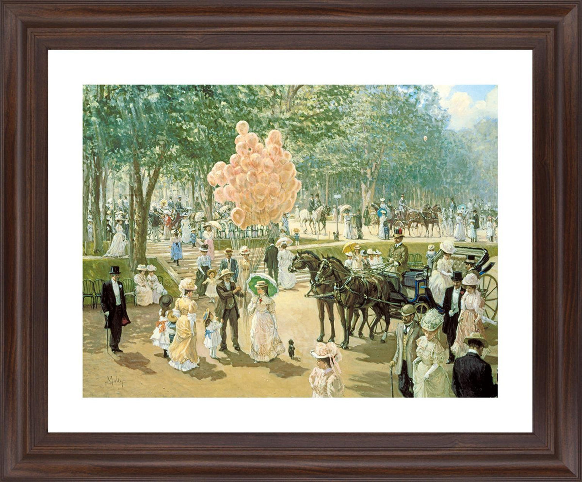 Victorian Balloon Promenade - 28" x 34" Framed Wall Art - Green