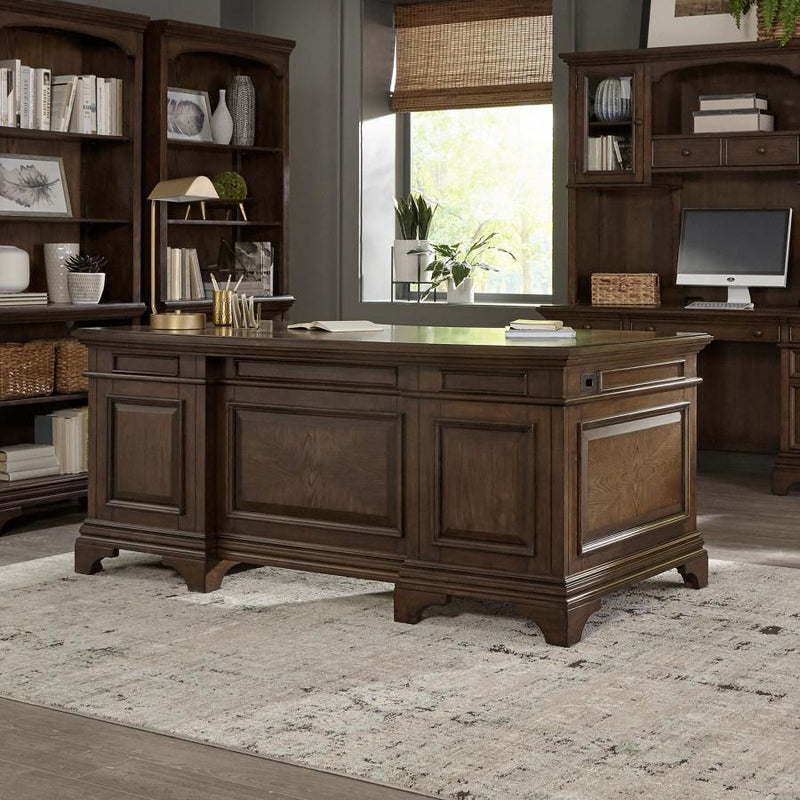 Hartshill 72-inch 7-drawer Executive Desk Burnished Oak Default Title