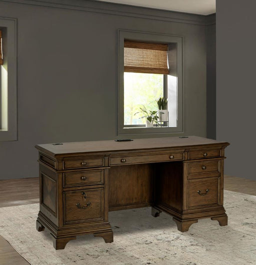 Hartshill 66-inch 5-drawer Credenza Office Desk Burnish Oak Default Title