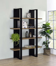 Danbrook 71-inch 4-shelf Bookshelf Black and Aged Walnut Default Title