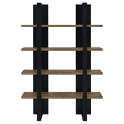 Danbrook 71-inch 4-shelf Bookshelf Black and Aged Walnut
