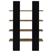Danbrook 71-inch 4-shelf Bookshelf Black and Aged Walnut