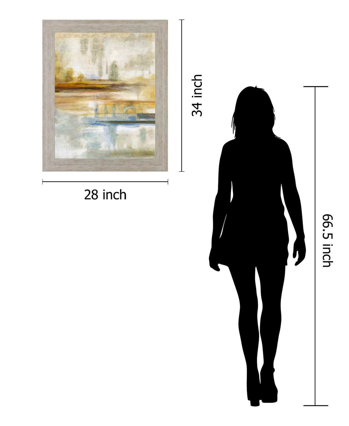 Golden Misty Horizon - 28" x 34" Framed Wall Art - Beige