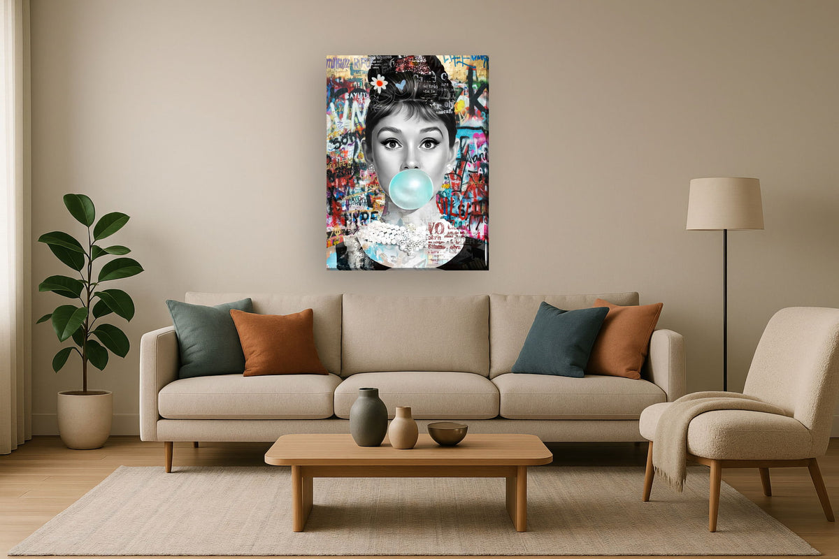 Graffiti Muse Burst - 36" x 48" Framed Wall Art - Black