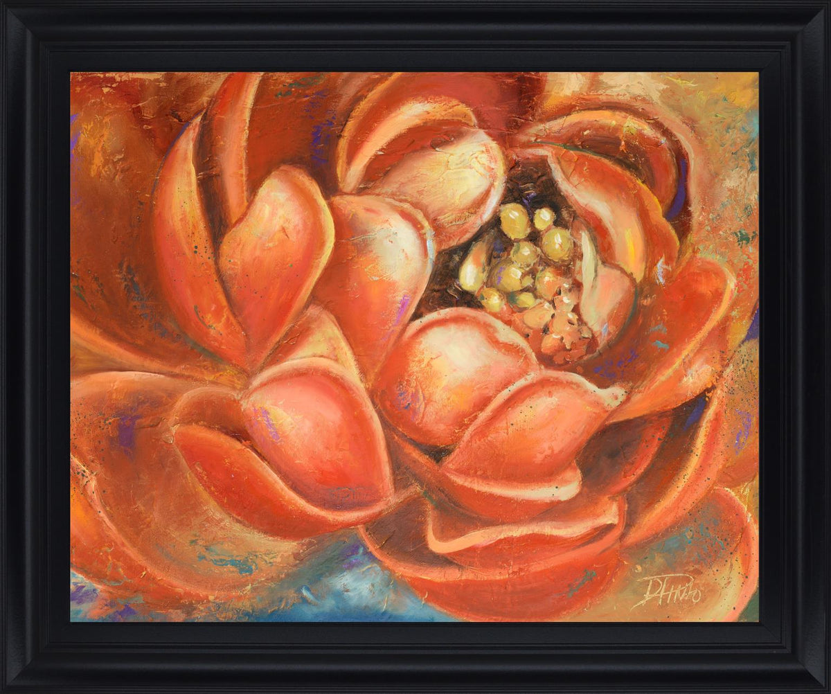 Amber Petal Radiance - 28" x 34" Framed Wall Art - Orange