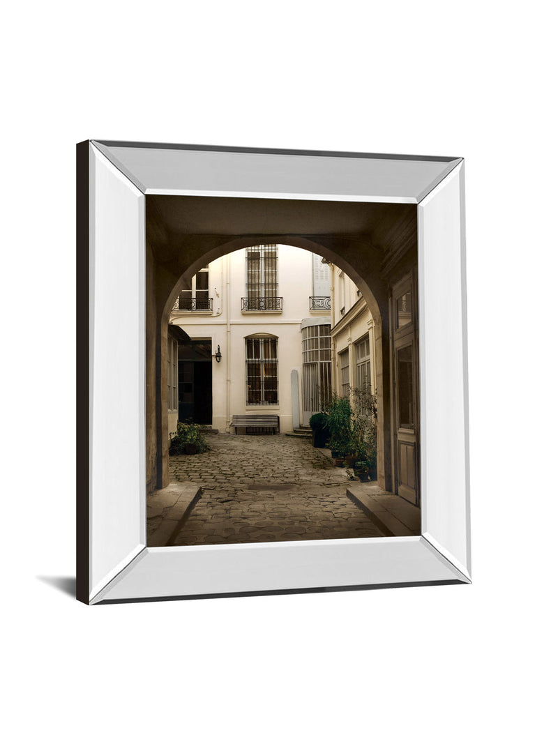 Marais Courtyard By Milla - Mirror Framed Print Wall Art - Light Brown
