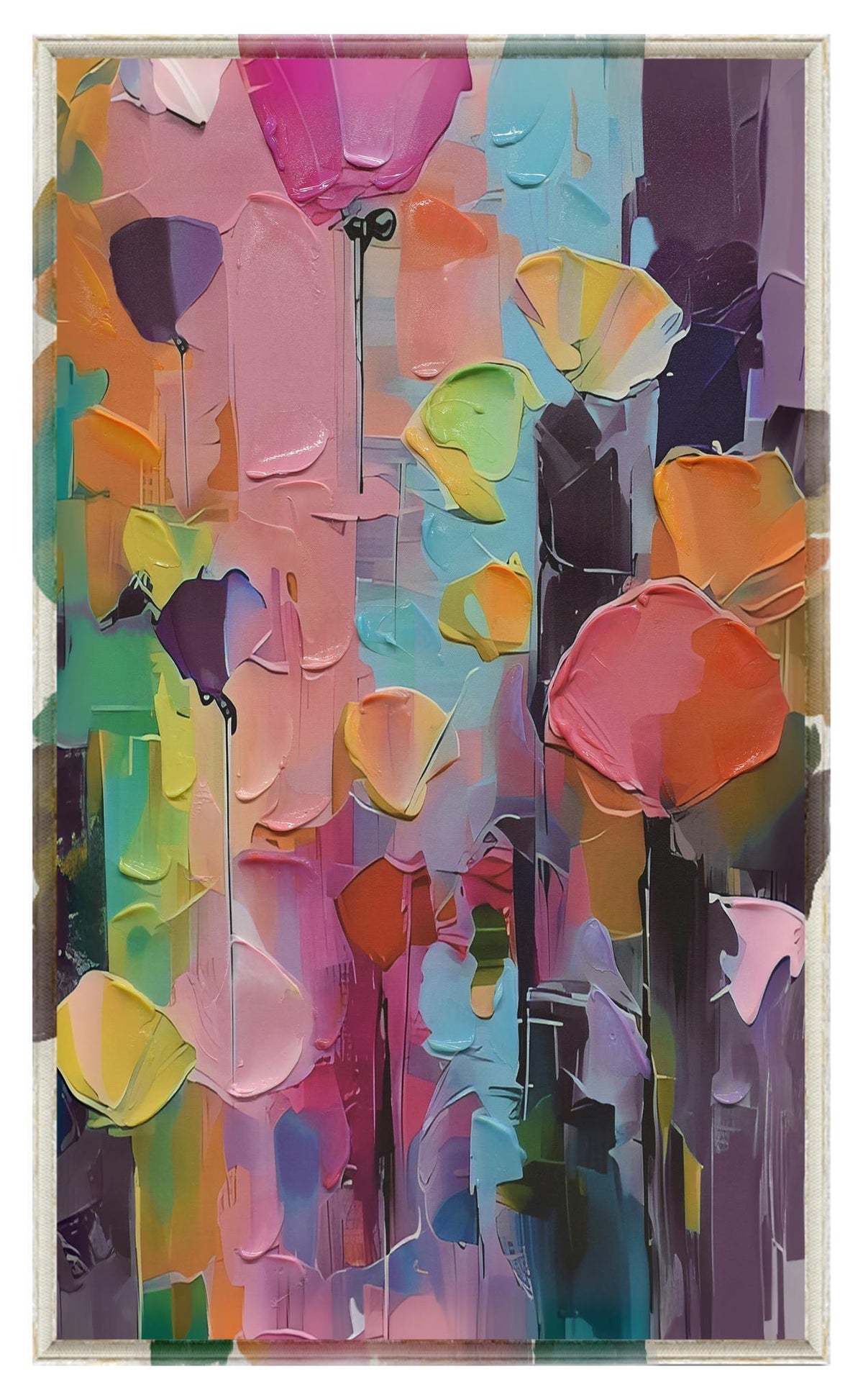 Vivid Petal Drift - 39" x 24" Framed Wall Art - Pink