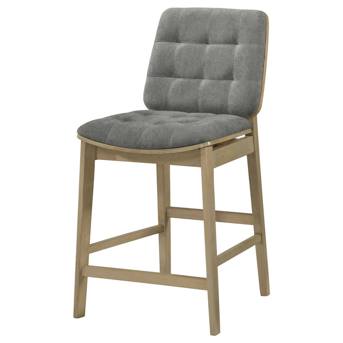 Redbridge Velvet Upholstered Counter Chair Grey and Natural Oak (Set of 2)