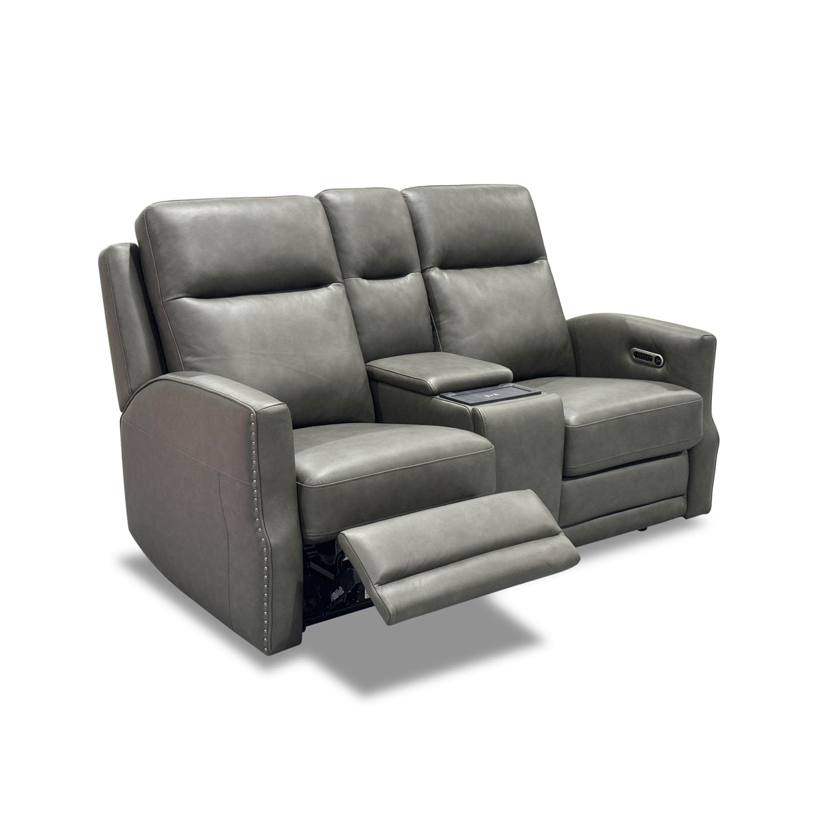 Flexsteel Maxwell Power Reclining Loveseat with Console, Power Headrests and Lumbar