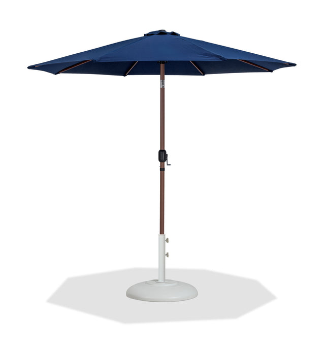 Fiji - Aluminum Patio Umbrella With Round White And Teak Base