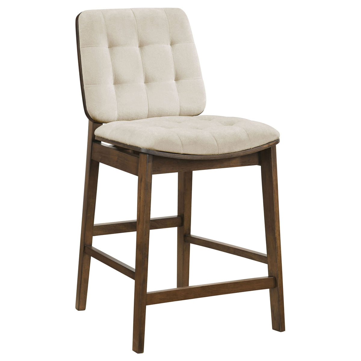 Redbridge Velvet Upholstered Counter Chair Cream and Walnut (Set of 2)
