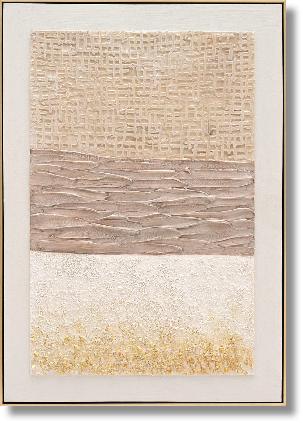 Golden Texture Harmony - 28" x 40" Framed Wall Art - Beige