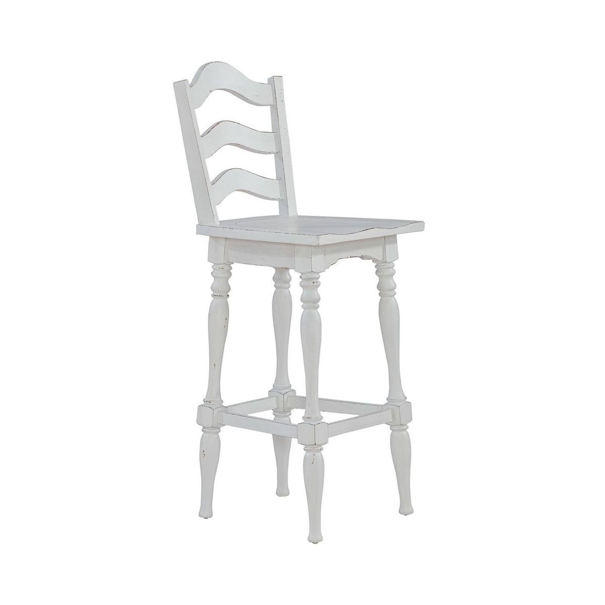 Magnolia Manor - Ladderback Swivel Bar Stool - Antique White