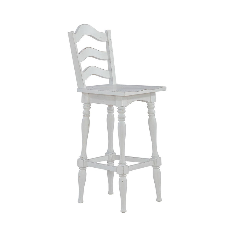 Magnolia Manor - Ladderback Swivel Bar Stool - Antique White