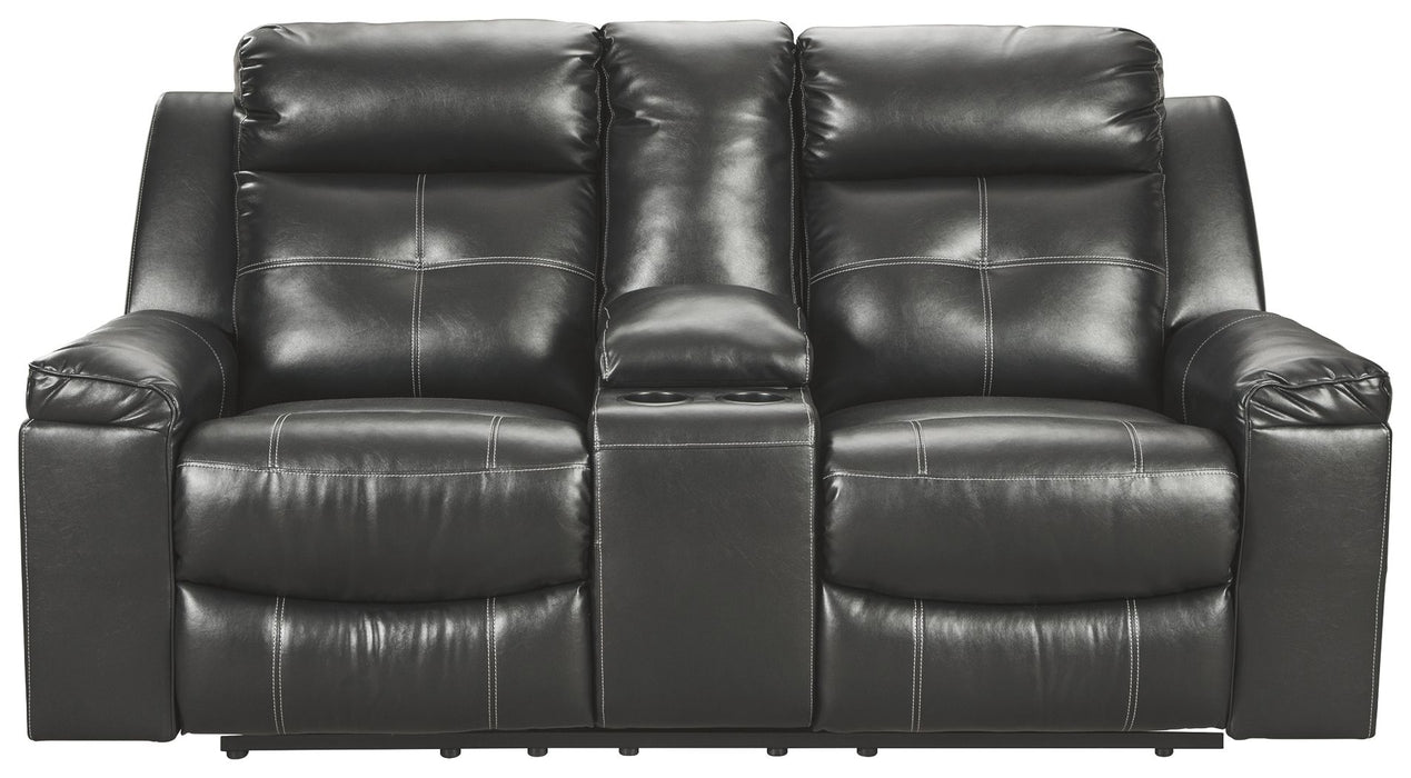 Kempten - Black - Dbl Rec Loveseat W/Console