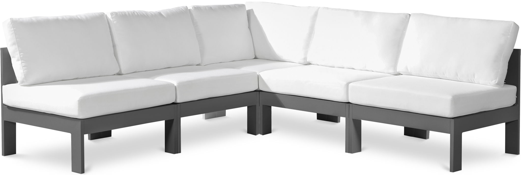 Nizuc - Outdoor Patio 5 Piece Modular Sectional With Gray Frame