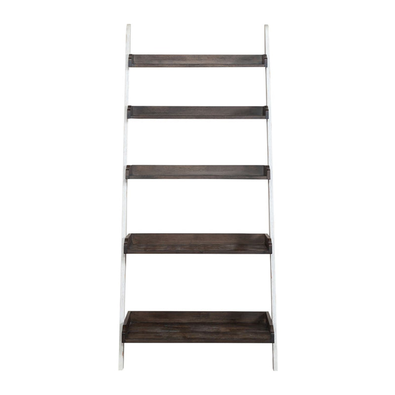 Farmhouse - Leaning Bookcase - Two Tone White / Wood Tone