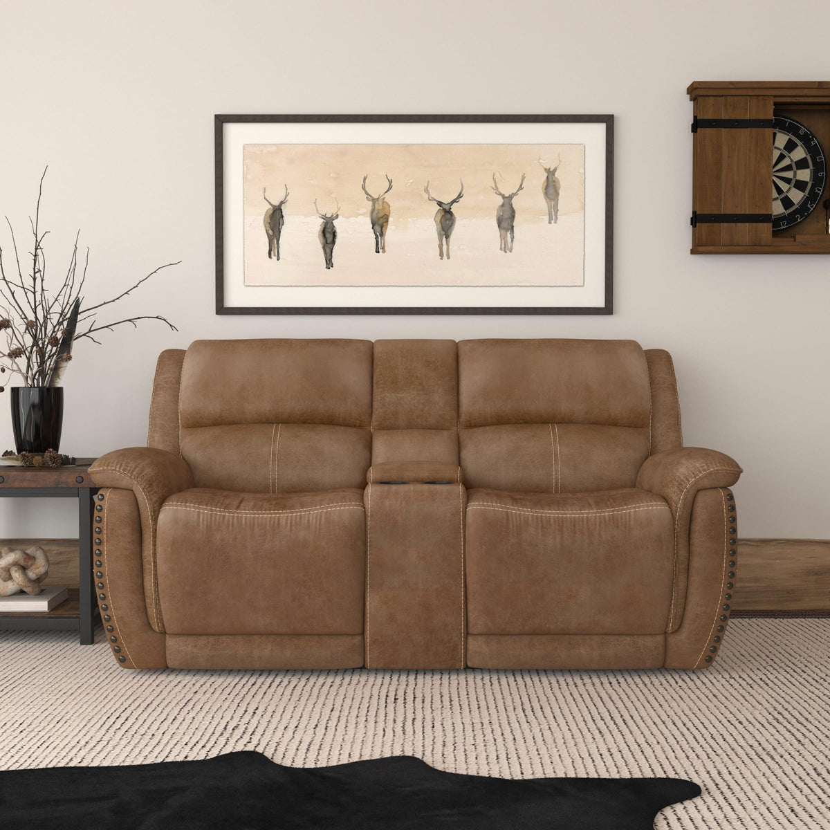 Flexsteel Beau Power Reclining Loveseat with Console & Power Headrests