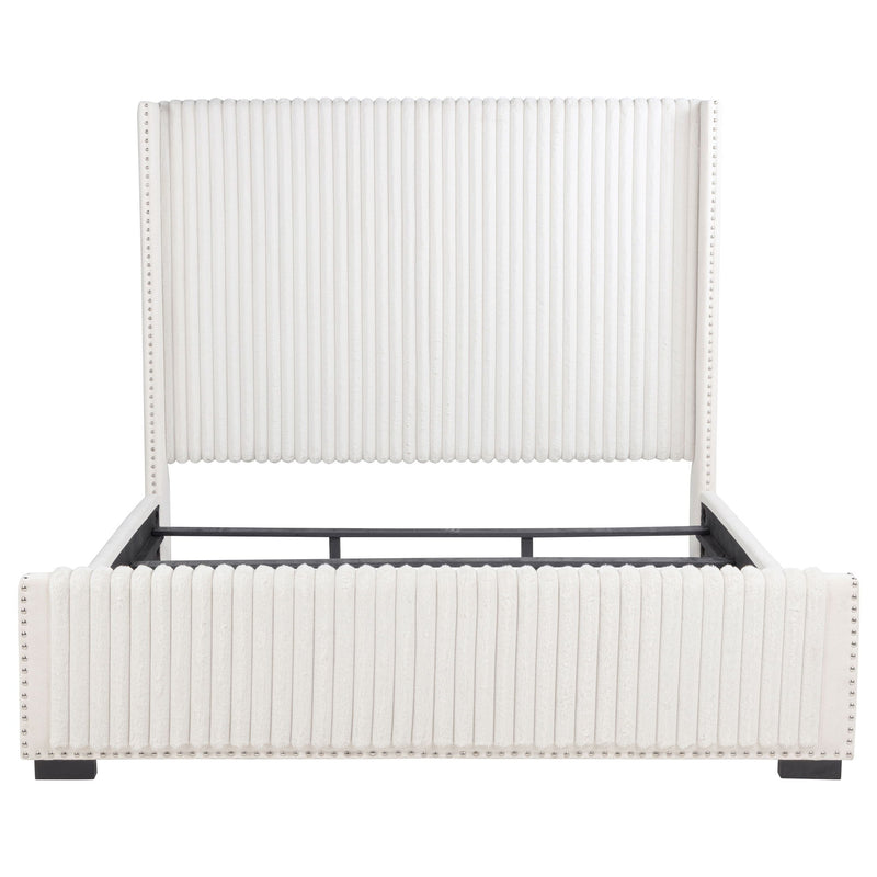 Natasha 65-inch Upholstered Eastern King Wingback Bed Cream
