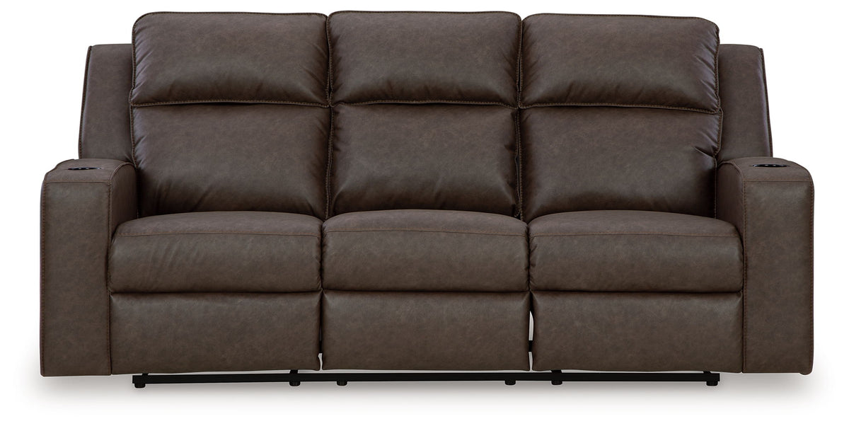 Lavenhorne - Reclining Sofa With Drop Down Table - Umber