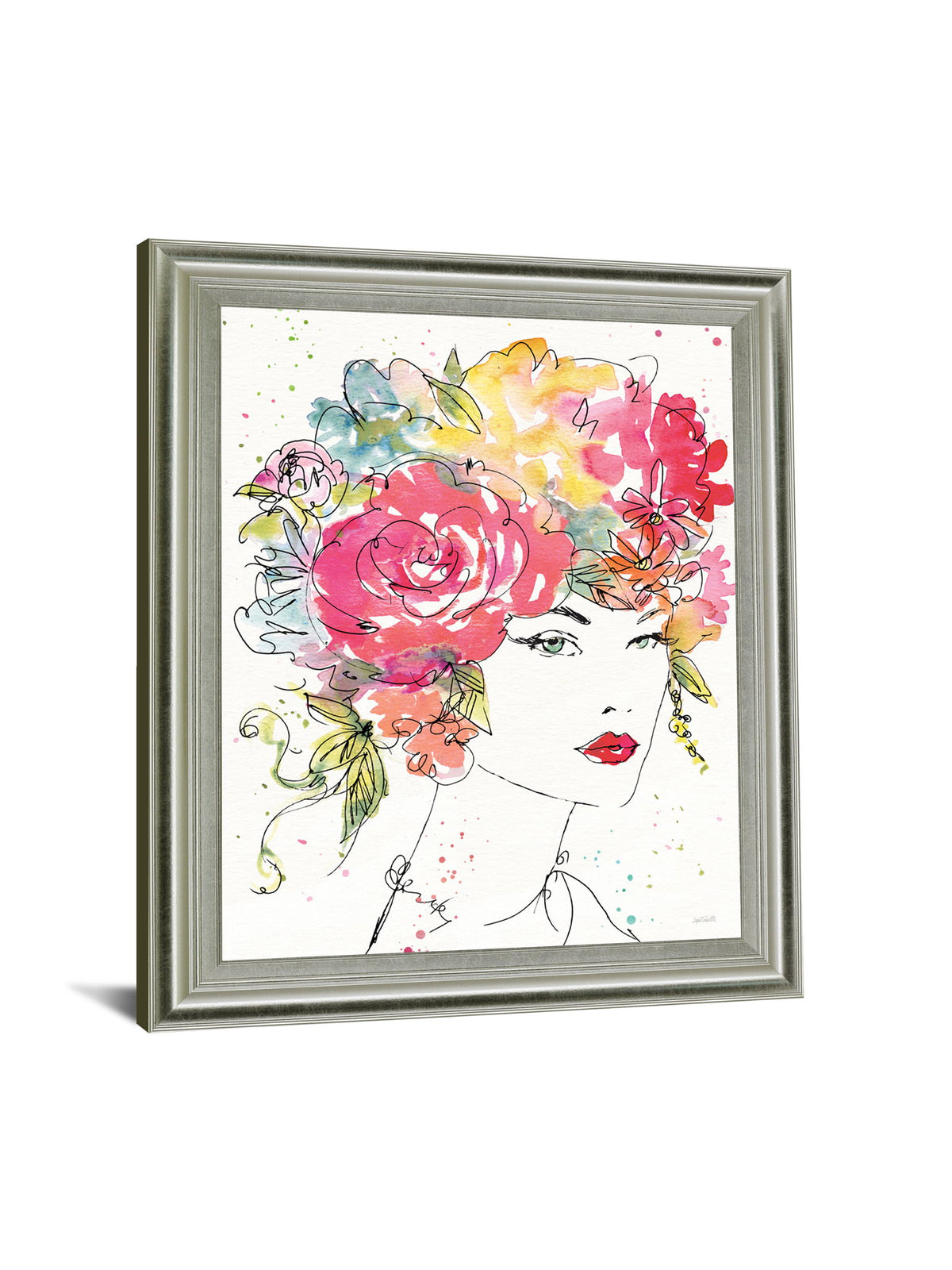 Whimsical Bloom Portrait - 28" x 34" Framed Wall Art - Pink